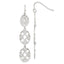 Sterling Silver Polished Diamond-cut Filigree Triple Oval Dangle Earrings