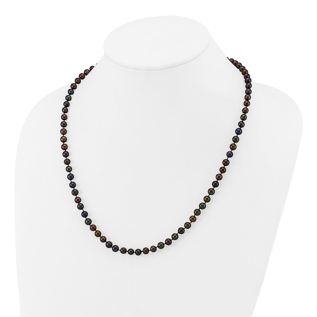 14k 5-6mm Black Near-Round Freshwater Cultured Pearl 7.5 inch Bracelet