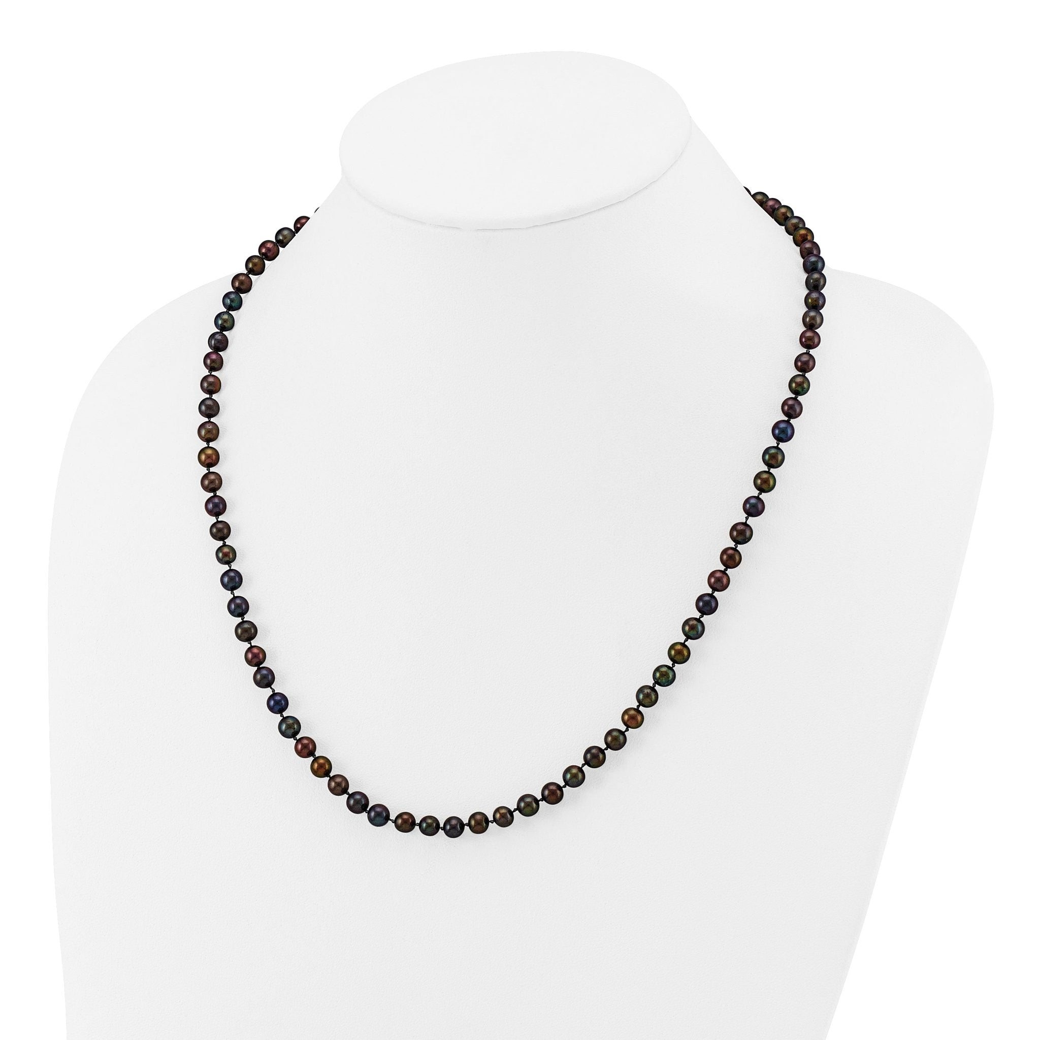 14k 5-6mm Black Near-Round Freshwater Cultured Pearl 7.5 inch Bracelet