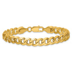 14K 8 inch 8.5mm Flat Beveled Curb with Lobster Clasp Bracelet