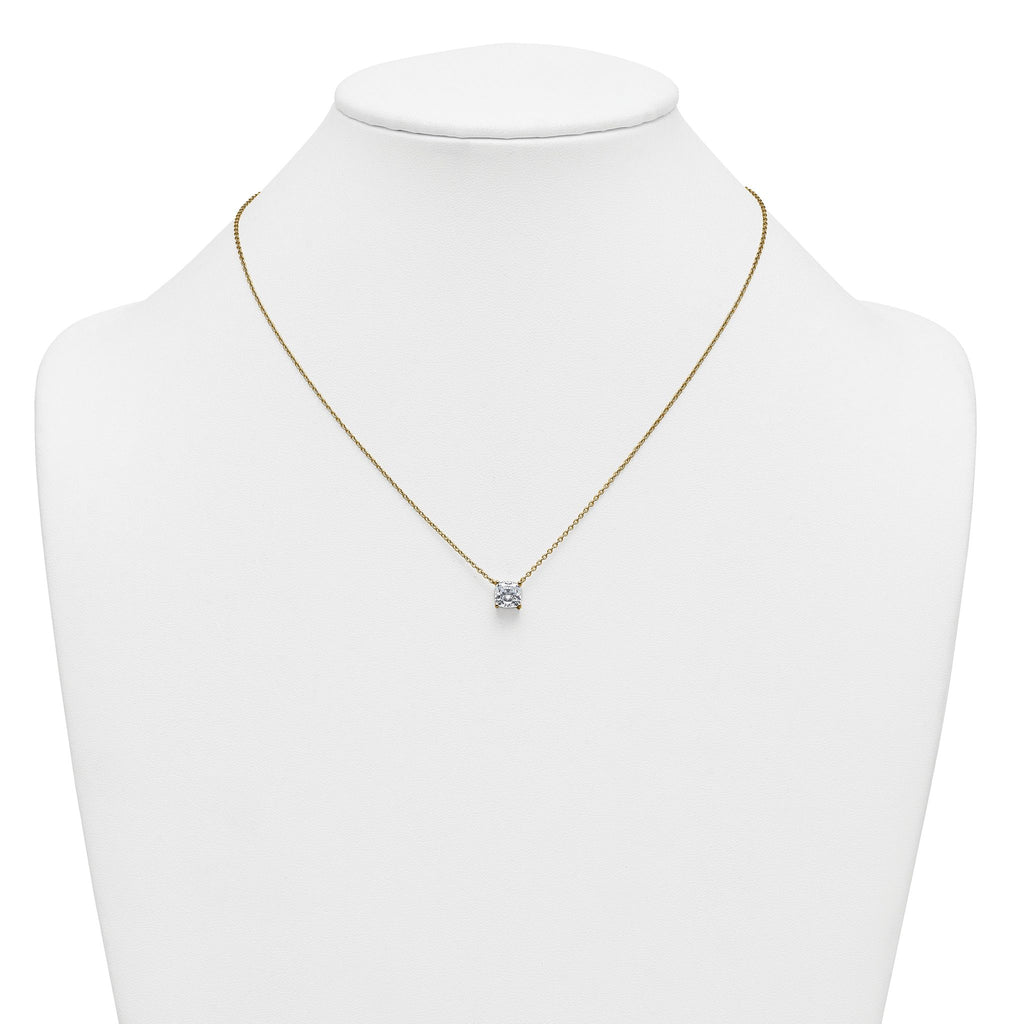 14k 1 1/2 carat Certified Lab Grown Diamond VS+ F+ Cushion Complete 18 inch Four Prong Pendant Necklace