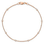 True Origin 14k Rose Gold 1/6 carat Lab Grown Diamond VS+ F+ Seven Station 7 inch Bracelet