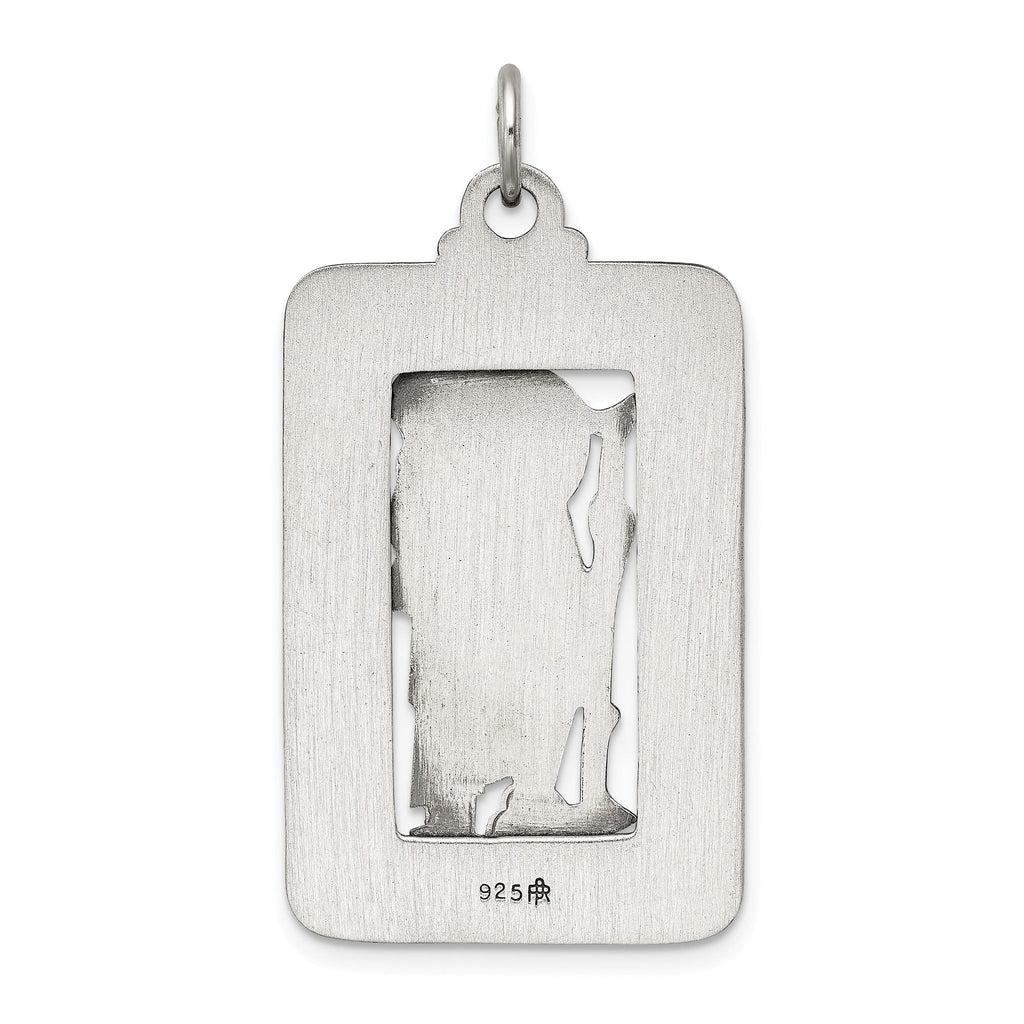 Sterling Silver 925 St. Christopher Medal with Antiqued Brushed Finish