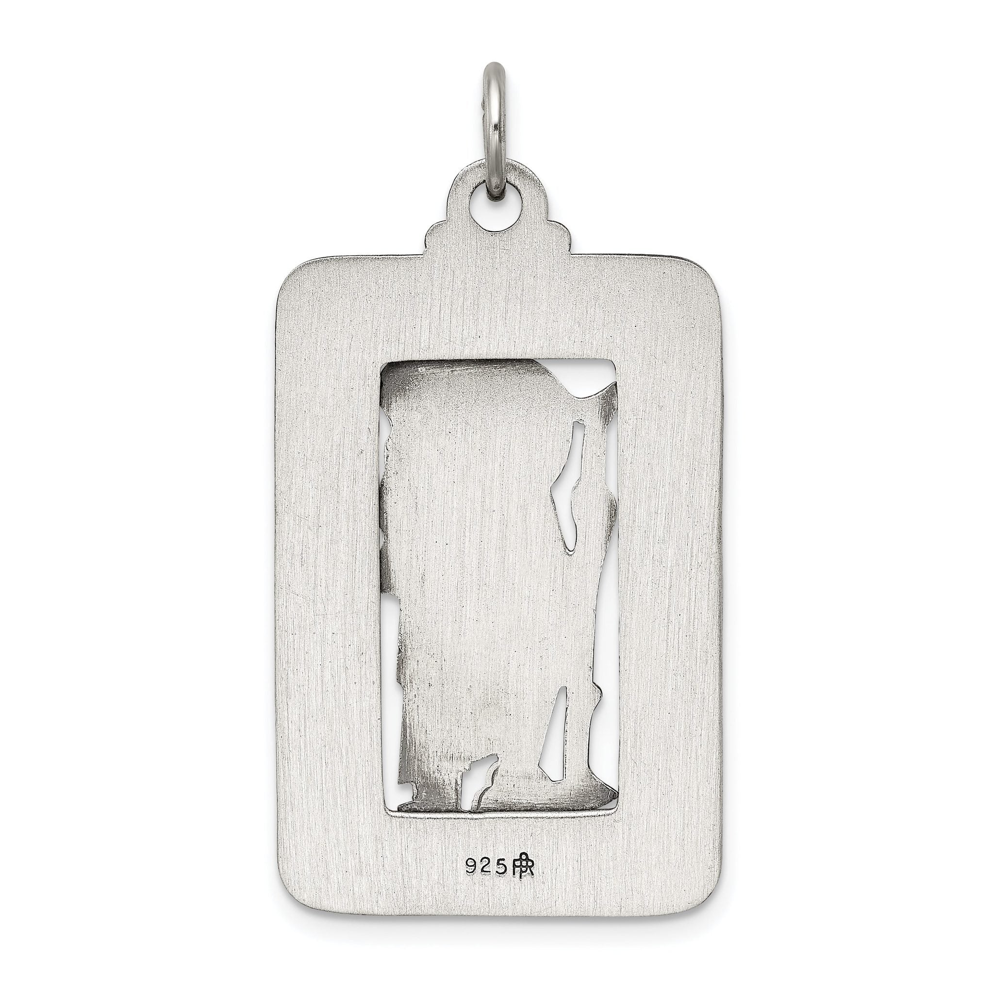 Sterling Silver 925 St. Christopher Medal with Antiqued Brushed Finish