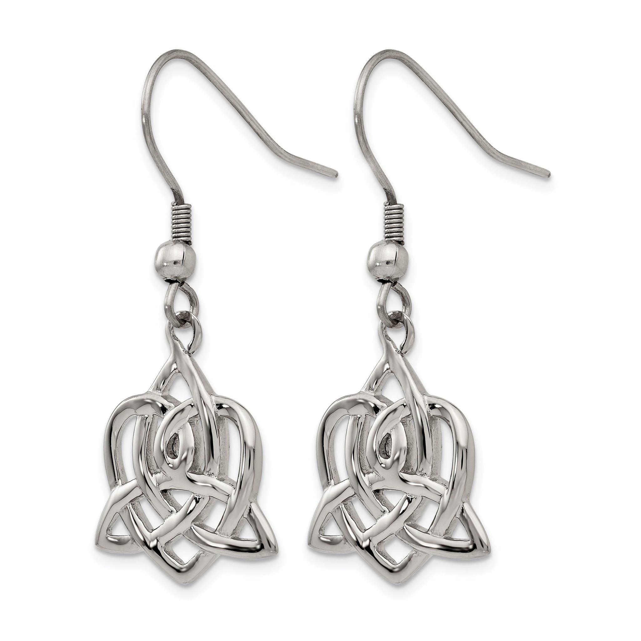Stainless Steel Polished Heart Knot Drop Dangle Earrings for Women Secondary image