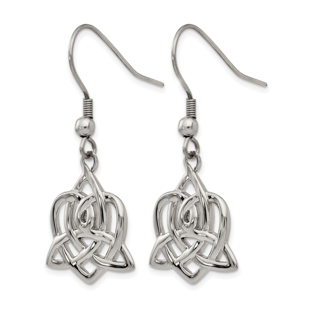 Stainless Steel Polished Heart Knot Drop Dangle Earrings for Women