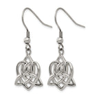 Stainless Steel Polished Heart Knot Drop Dangle Earrings for Women