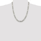 Sterling Silver Rhodium-plated 8mm PavÃ¢Â€Âš Flat Figaro Chain