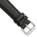 Black Lizard-Grain Leather Watch Band in Silver-Tone Buckle, 19mm