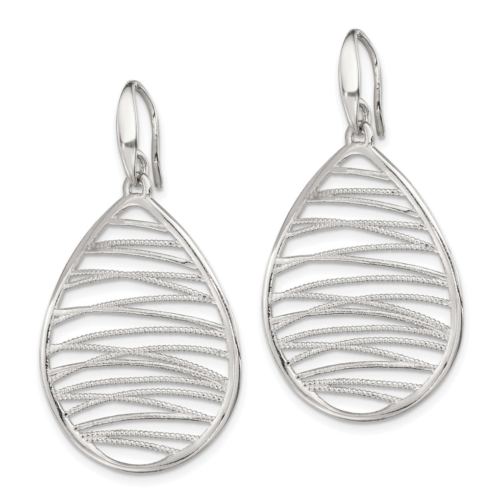 Sophia Jewelers Sterling Silver 925 Teardrop Dangle Earrings with Polished Textured Finish