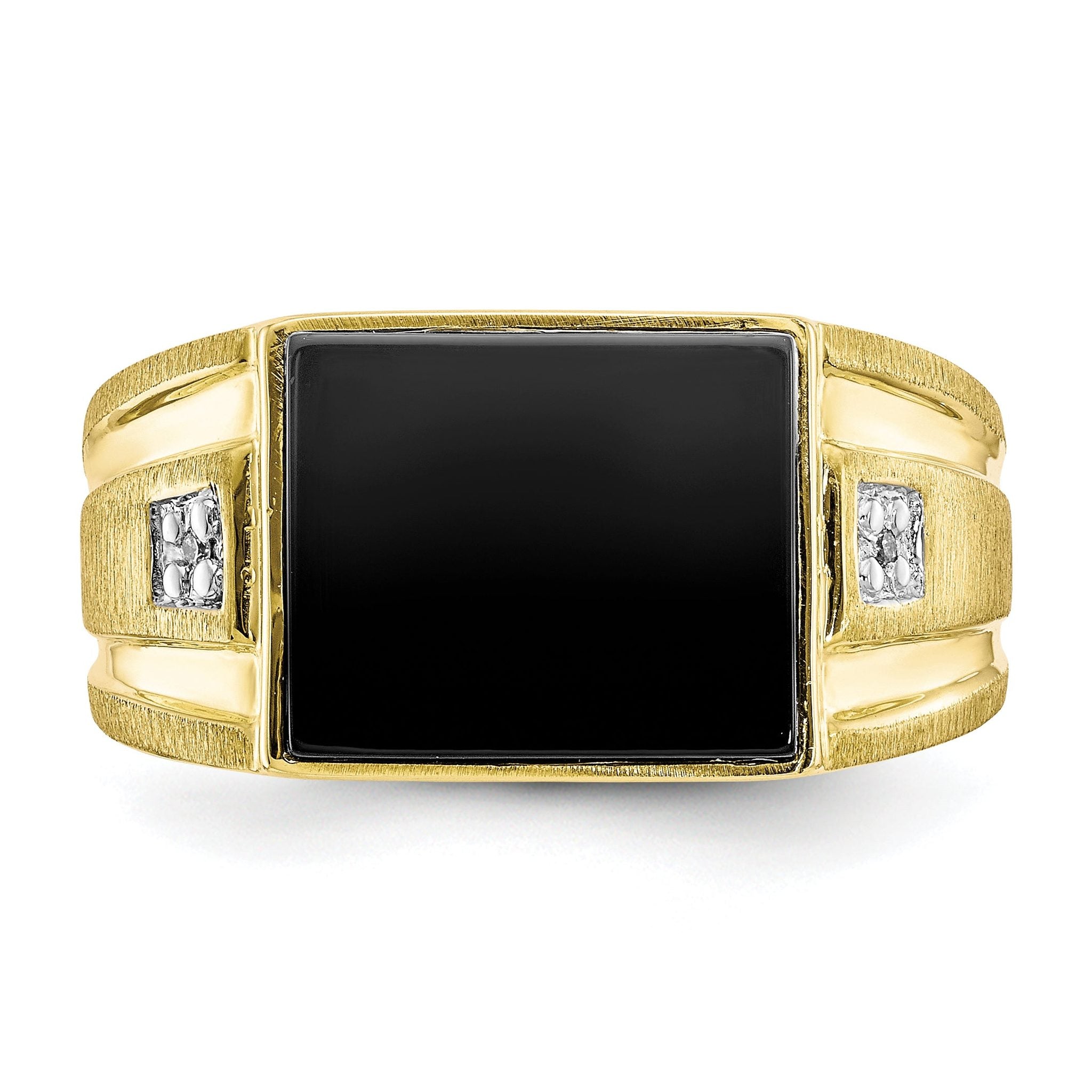 10k Men's Diamond and Black Onyx Ring