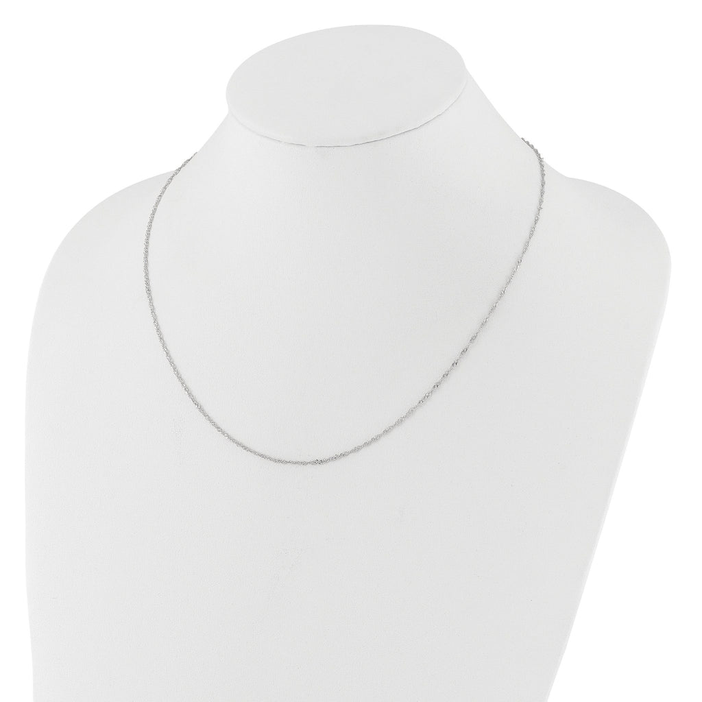 14 Karat White Gold 1.5mm Singapore 16in+2in Adjustable Chain