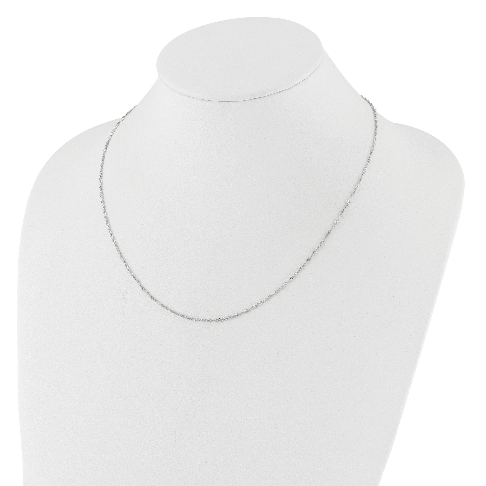 14 Karat White Gold 1.5mm Singapore 16in+2in Adjustable Chain