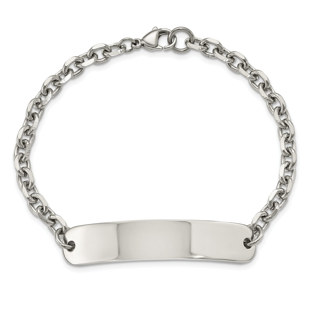 Stainless Steel Polished Cable Chain ID Bracelet