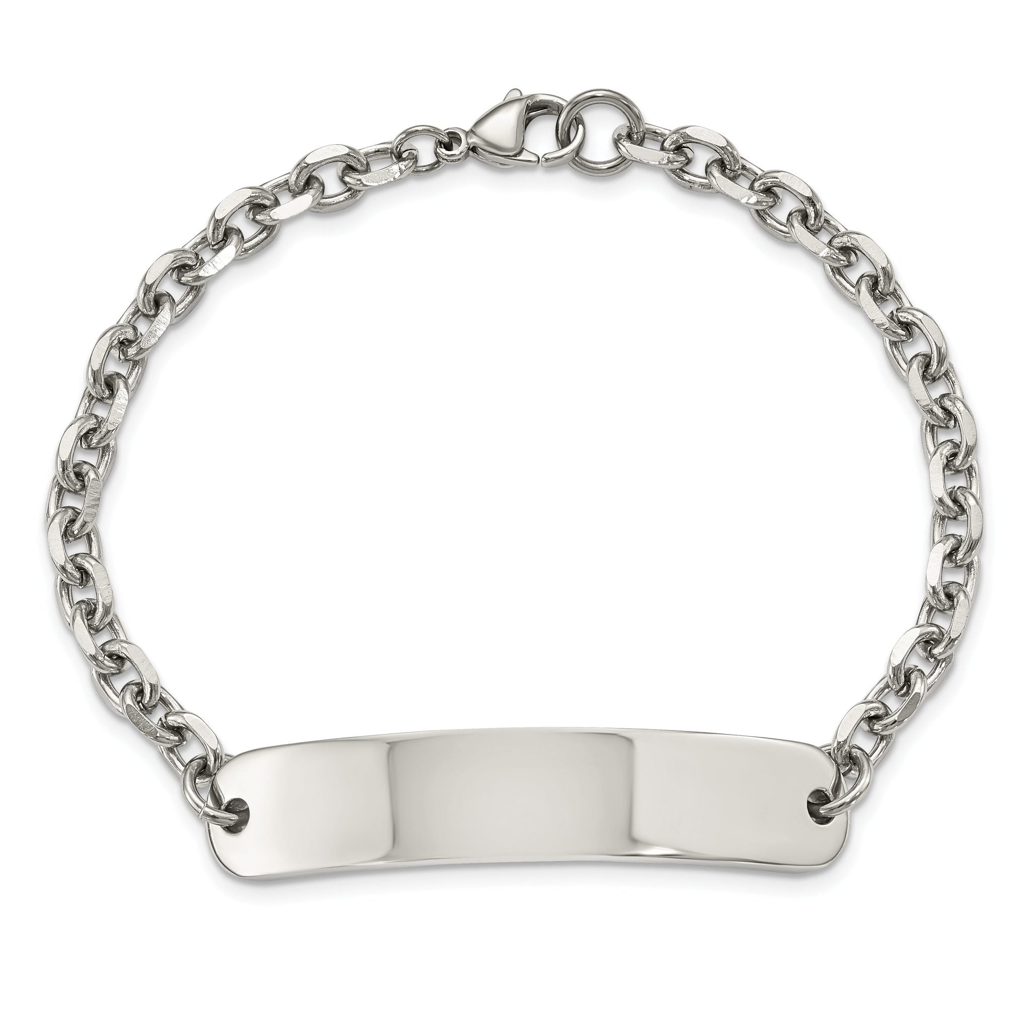 Stainless Steel Polished Cable Chain ID Bracelet