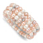Sterling Silver RH-plated 7-8mm Multi Color FWC Pearl/CZ Flexible Bangle