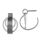 Sterling Silver 925 Ruthenium-Plated Textured Dangle Earrings for Women