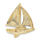 14K Gold Sailboat Slide Pendant with Lab-Created Opal Polished, Solid Craftsmanship