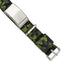 Stainless Steel Polished Green Camo Fabric Adjustable ID Bracelet for Men