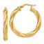 14K Gold Twisted Hoop Earrings with Polished Scratch-Finish  Elegant & Lightweight