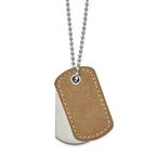 Two-Piece Dog Tag Necklace in Stainless Steel & Tan Leather