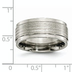 Titanium Silver Inlay Unisex Wedding Band 9mm Polished Two-Tone