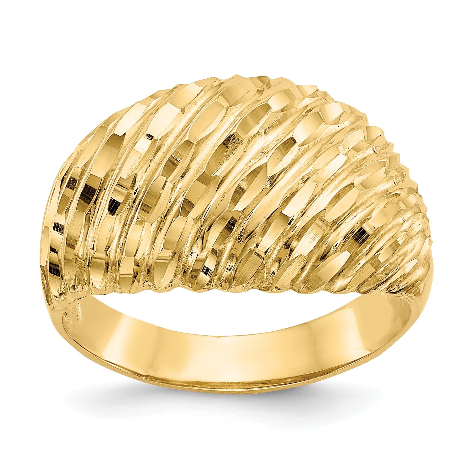14K Diamond-cut Domed Ring Main image