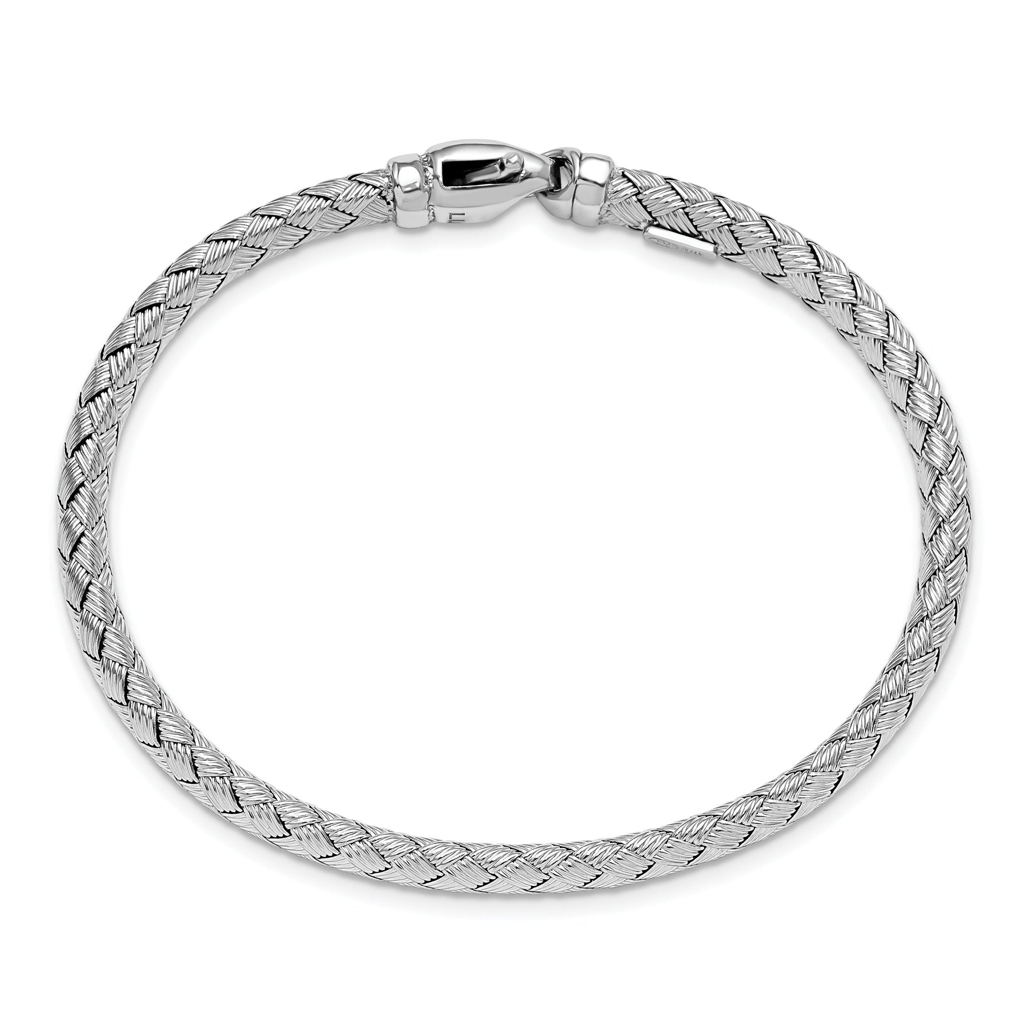 Sterling Rhodium-plated Weaved Silver Bangle