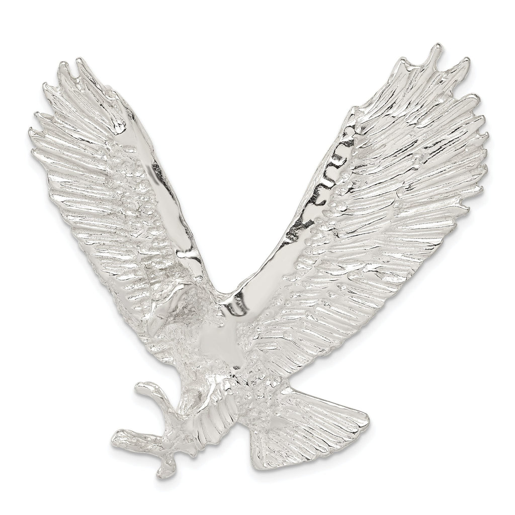 Sterling Silver 925 Eagle Pendant with Textured Polished Finish for Men