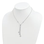 Sterling Silver Rhodium-plated CZ With 2in ext. MOM Y-Necklace