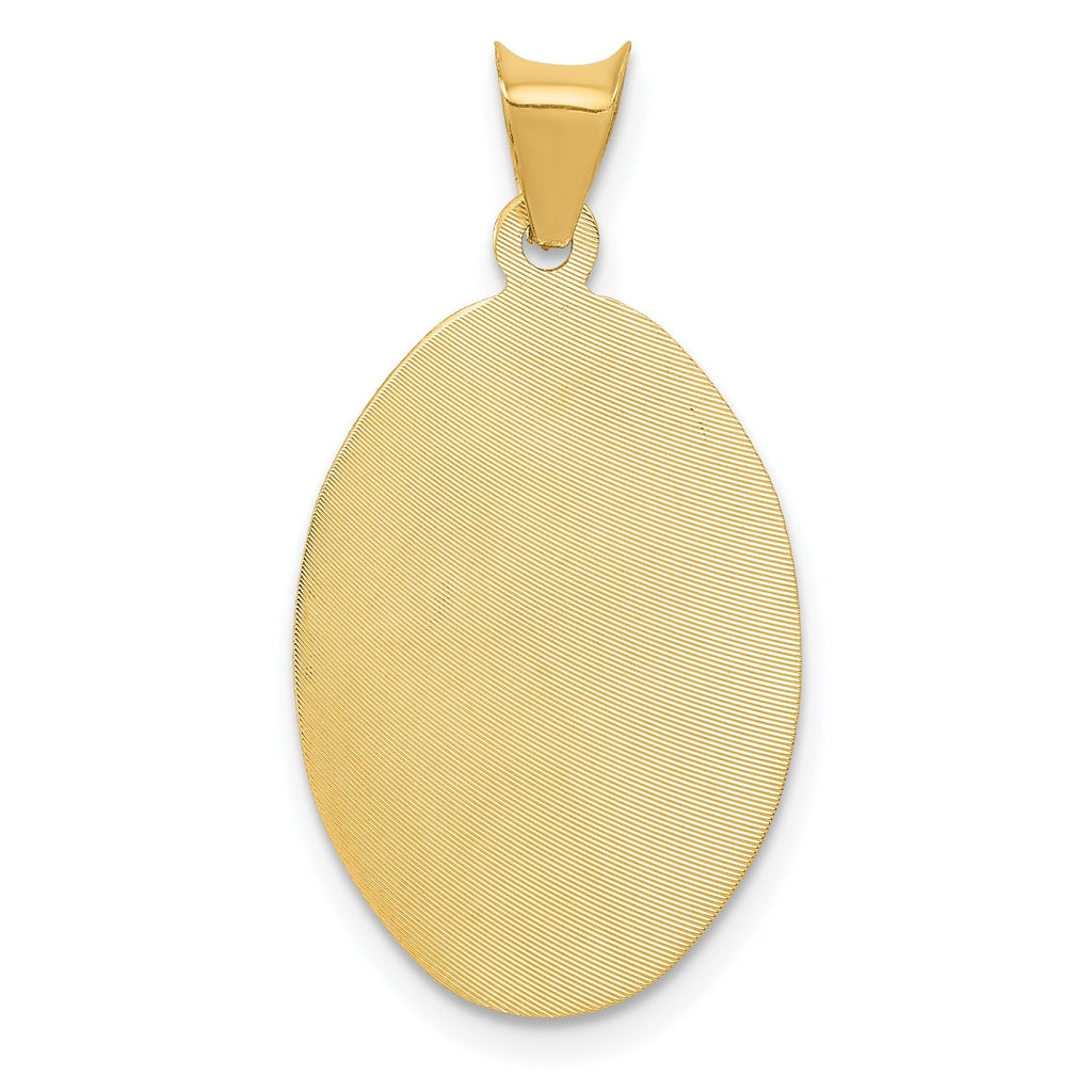 14K Gold Sagrado Corazon Oval Pendant with Rose and White Rhodium Detailing