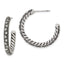 Stainless Steel Polished & Antiqued Cubic Zirconia C-Hoop Earrings for Women