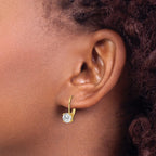 Sterling Shimmer Sterling Silver Gold-tone Flash-gold Plated 6mm CZ 2 Stone Leverback Earrings