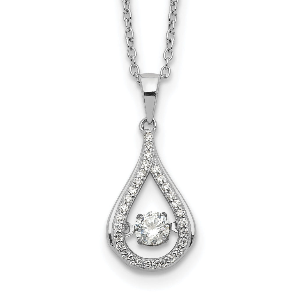 Sophia Jewelers Sterling Silver CZ Teardrop Necklace with Rhodium Polish