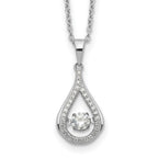 Sophia Jewelers Sterling Silver CZ Teardrop Necklace with Rhodium Polish