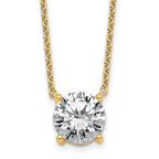 14k 4 carat Lab Grown Diamond VS+ F+ Round Complete Four Prong 18 inch Solitaire Necklace