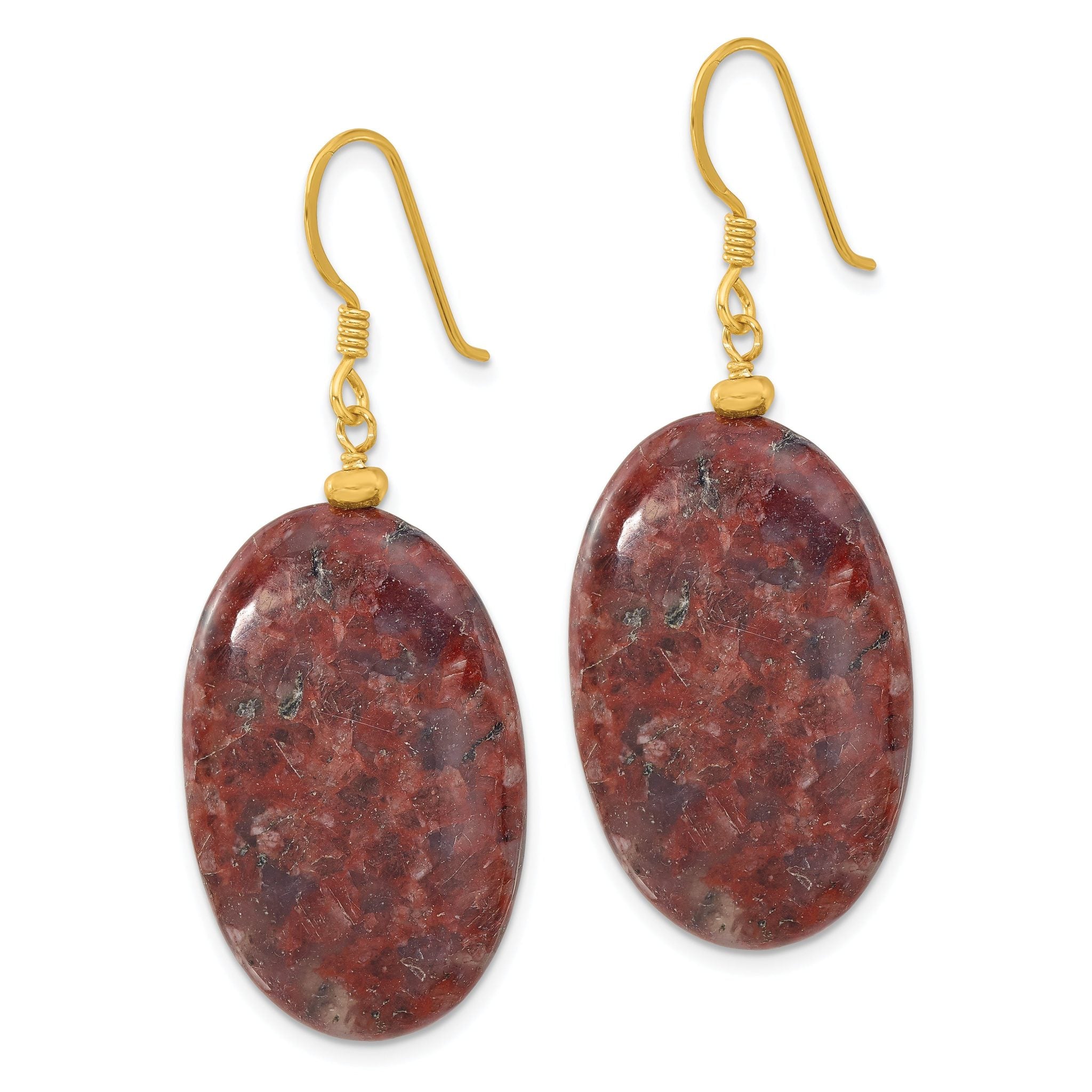 Sterling Silver Gold-plated Brown Jasper Dangle Earrings Secondary image