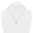 14k White Gold 3/8 carat Lab Grown Diamond VS+ F+ Complete Letter E 18 inch Initial Necklace