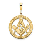 Sophia Jewelers 14K Gold Masonic Pendant with Polished Textured Finish