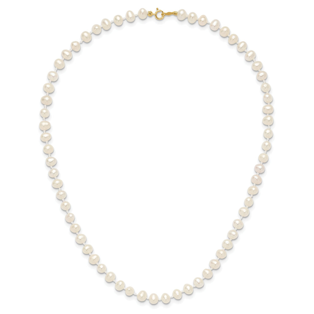 14k 4-5mm White Semi-Round Freshwater Cultured Pearl 12 inch Necklace