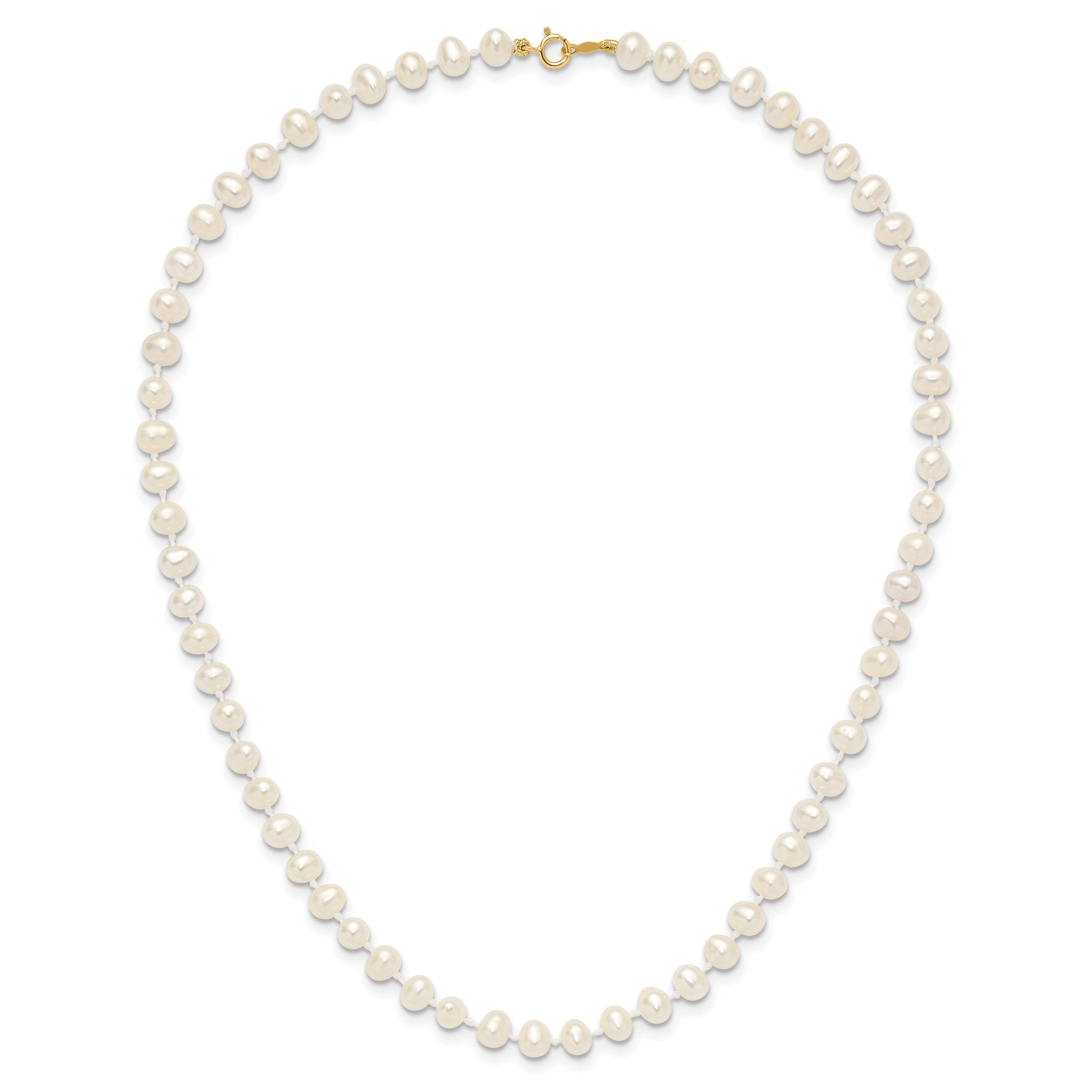 14k 4-5mm White Semi-Round Freshwater Cultured Pearl 12 inch Necklace