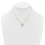 Sterling Silver Gold-tone CZ and Champagne Enamel Rectangle 16 inch with 1.5 inch Extension Necklace