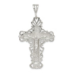 Sterling Silver 925 Crucifix Pendant with Polished Diamond-Cut Finish