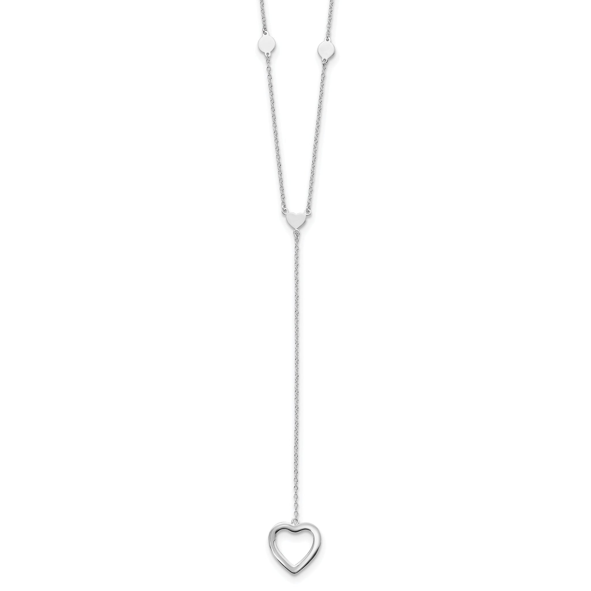 Sterling Silver Rhodium-plated Hearts With 2in ext. Y-Necklace Main image