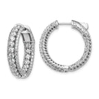 Sterling Shimmer Sterling Silver Rhodium-plated 170 Stone CZ In and Out Round Hinged Hoop Earrings