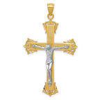 14K Two-Tone Gold Crucifix Pendant with Solid Cast Design 50mm