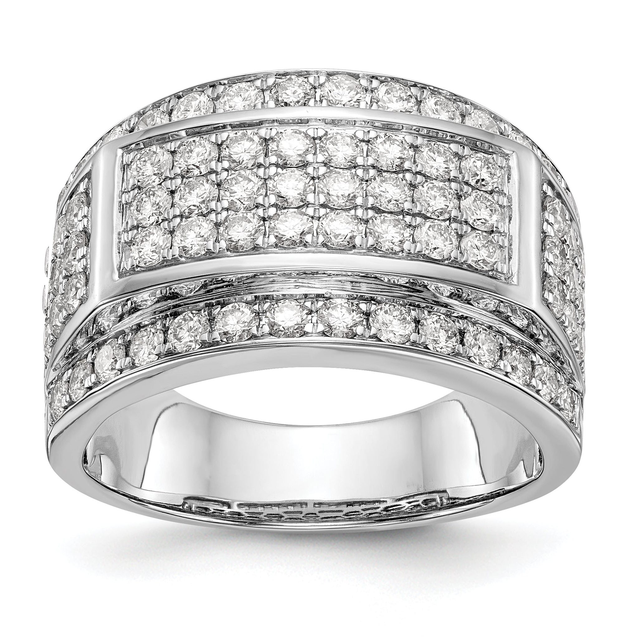 14K White Gold Pave 2 carat Diamond Complete Men's Band Main image