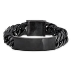 Stainless Steel Brushed Black IP-plated Curb Chain ID Bracelet for Men