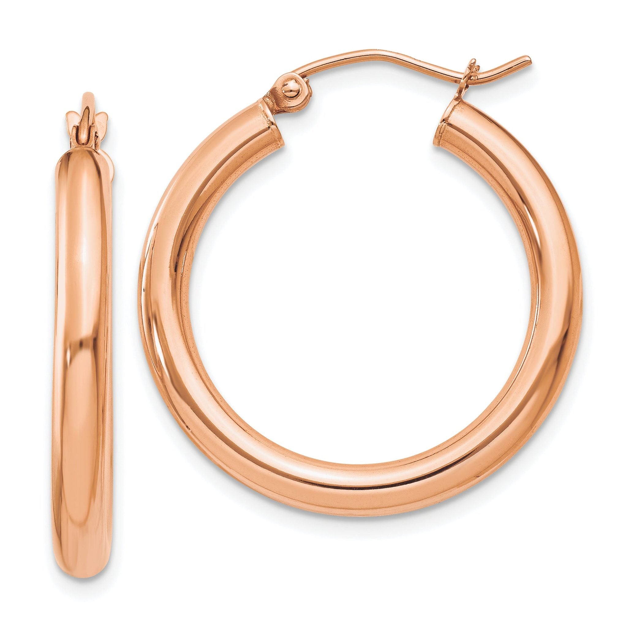 Sophia Jewelers 14K Rose Gold Lightweight Hoop Earrings with Polished Finish