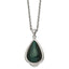 Stainless Steel Green Cat's Eye Teardrop Necklace 20in Polished Finish